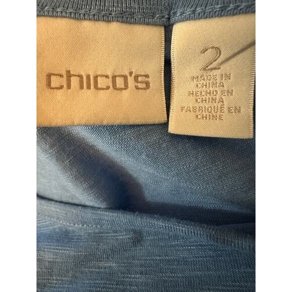 Chico's Blue Long Sleeve Slub Knit Tunic With Ribbed Back Panels, Size 2 (Large) - Picture 8 of 9